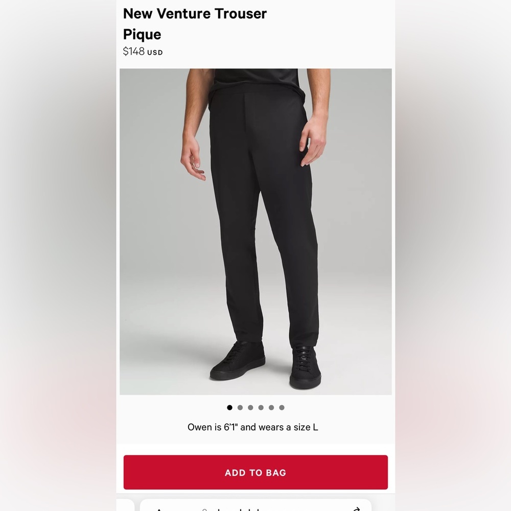NEWLululemon venture trouser pique